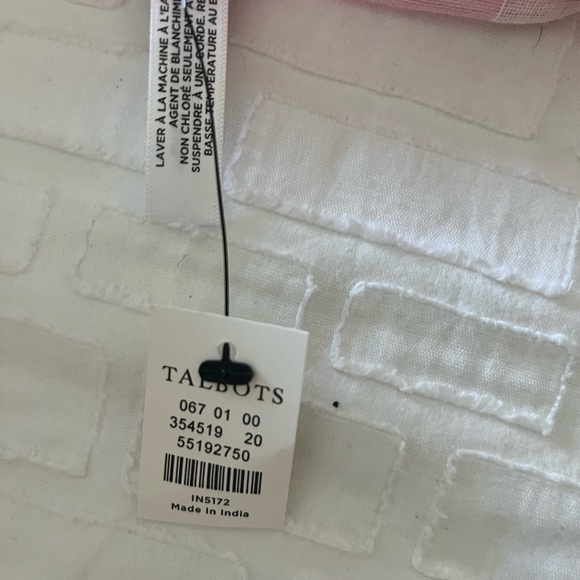 TALBOTS Oblong 100% Linen Pink/White Wrap/Scarf with Fringe - Picture 3 of 3